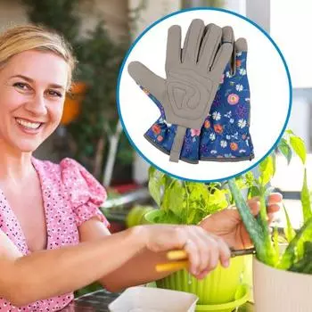 1 пара садовых перчаток, износостойкие, устойчивые к проколам, дышащие, плотно прилегающие, рабочие перчатки с цветочным принтом L