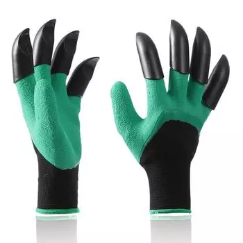 1 пара садовых перчаток с когтями, для быстрого копания, устойчивы к проколам, универсальный размер зелёный