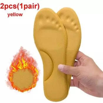 1 пара самонагревающихся термостельок, утолщенные зимние термостельки для ног, подушечки для обуви из пены с эффектом памяти, спортивная обувь для мужчин и женщин, самонагревающиеся подушечки для обуви 35-36 жёлтый