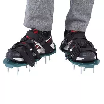 1 пара сандалий для аэрации газона, прочные шипованные туфли с пряжкой, садовый инструмент (4 ремешка)