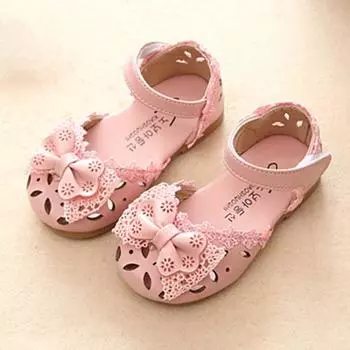 1 пара сандалий для девочек, мягкая детская обувь с открытыми отверстиями и милым бантом на лето 25 белый
