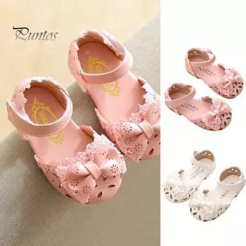 1 пара сандалий для девочек, мягкая детская обувь с милым бантом и открытым узлом на лето 25 розовый