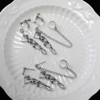 1 пара серьги-гвоздики с черепом, готические украшения, асимметричные висячие серьги в стиле хип-хоп для Хэллоуина A