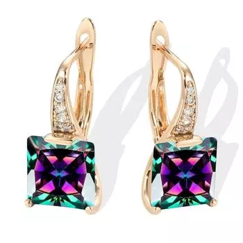 1 пара серьги-клипсы принцессы белого, синего, зеленого цвета, многоцветные серьги-клипсы с камнями для женщин, висячие серьги с геометрическим узором, модные свадебные украшения белый