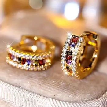 1 пара серьги-кольца принцессы белого, красного, синего цвета, многоцветные серьги-кольца с камнями, свадебные и помолвочные серьги для женщин, подарок на годовщину красный