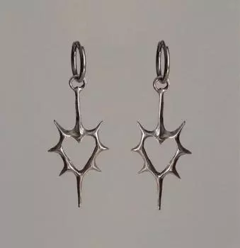 1 пара Серьги-подвески в виде сердца любви с полыми шипами нового дизайна для женщин, из нержавеющей стали, парные, для ношения A