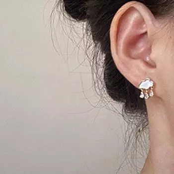 1 пара серьги в форме облака со стразами для пирсинга, женские серьги в форме сердца с искусственным жемчугом, висячие серьги, ювелирные изделия D