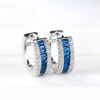 1 пара серебристого цвета, серьги-кольца принцессы белого, красного, синего цвета с разноцветными камнями, серьги-кольца для свадьбы и помолвки для женщин красный