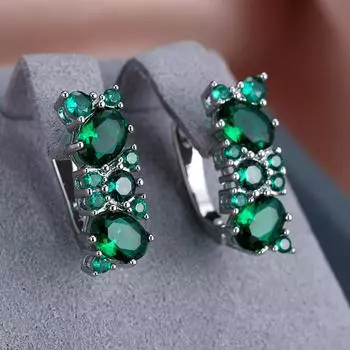 1 пара серебряных геометрических белых фиолетовых красных зеленых циркониевых сережек-капель для женщин, ювелирный подарок серебряный/синий