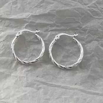 1 пара серебряных сережек из нержавеющей стали с закрученным дизайном, простые и модные серьги серебряный