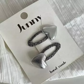 1 пара серебряных заколок для волос из искусственной кожи, головные уборы, милые блестящие заколки в виде сердечек, звездные аксессуары для волос, украшение для волос, подарок для девочек