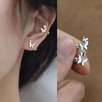 1 пара серег-бабочек для женщин, серьги-гвоздики с ушной костью и хрящом, спиральные серьги-гвоздики Ea