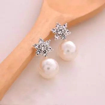 1 пара серег для женщин и девочек, простые модные серьги-гвоздики со стразами и кристаллами, имитация белый