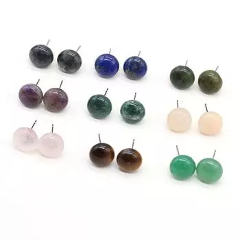 1 пара серег-гвоздиков из натурального камня, круглый кристалл агата, тигровый глаз, камень, аметист, драгоценный камень, серьги-гвоздики для женщин и мужчин, ювелирные изделия, подарки для рукоделия, 12 мм 1Pair/12mm