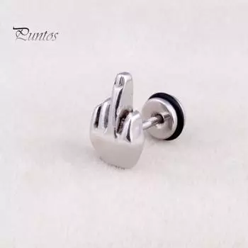 1 пара серег-гвоздиков, новые трендовые серьги в стиле хип-хоп, панк, неаллергические серьги из нержавеющей стали, забавные мужские и женские серьги на средний палец, модные украшения