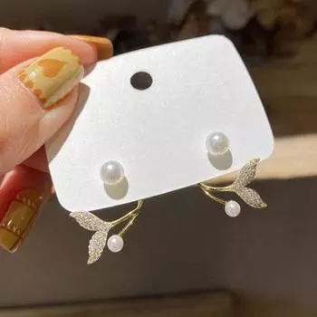 1 пара серег-гвоздиков «рыбий хвост» из искусственного жемчуга, ювелирные изделия с гальваническим покрытием, долговечные серьги-гвоздики для ушей