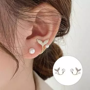 1 пара серег-гвоздиков «рыбий хвост», ювелирные изделия из искусственного жемчуга, долговечные гальваники