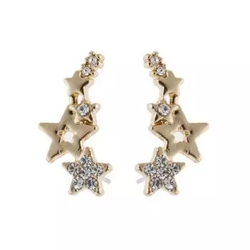 1 пара серег-гвоздиков с изысканными стразами, повседневные женские серьги-гвоздики со звездами серебряный