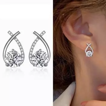 1 пара серег-гвоздиков с кубическим цирконием, элегантные серьги-гвоздики каплевидной формы с крестообразными ушками для женщин и девочек, полые серьги, ювелирные изделия, подарок золотистый