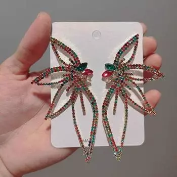 1 пара серег-гвоздиков с преувеличенным цветочным дизайном со стразами в европейском и американском стиле серебряный