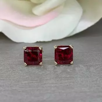 1 пара серег-гвоздиков серебристого и золотого цвета 4/5/6/7 мм с красным камнем, квадратные серьги-гвоздики принцессы для женщин, свадебные серьги-гвоздики, вечерние украшения 4mm золотой