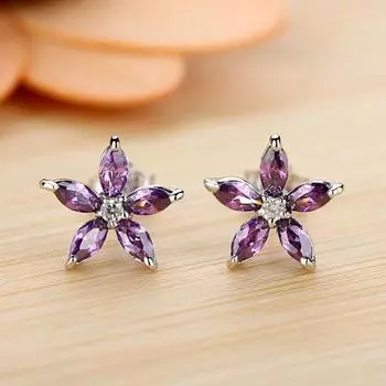 1 пара серег-гвоздиков в форме цветка, цветные стразы, ювелирные изделия в корейском стиле, сверкающие чёрный