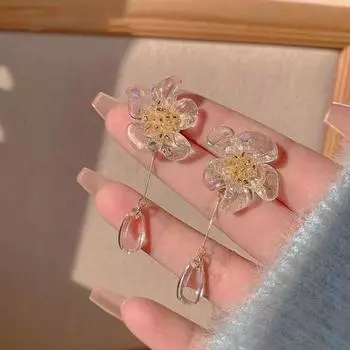 1 пара серег-гвоздиков во французском стиле, декоративные гипоаллергенные шикарные освежающие серьги с цветами, висячие серьги, ювелирные аксессуары белый