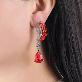 1 пара серег из искусственного хрусталя, кулон в виде капли воды, горный хрусталь, роскошные элегантные неаллергические серьги-подвески для женщин и девочек, модные ювелирные изделия, аксессуары, подарок красный