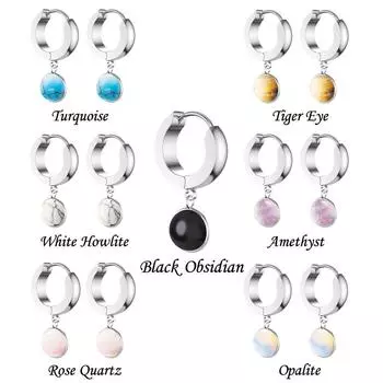 1 пара серег из натурального камня, кулон-гвоздики для ушей, стальной обруч, пирсинг для ушей, украшения для тела Opal