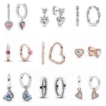 1 пара серег из стерлингового серебра 925 пробы, розовое золото, в форме сердца, синие серьги-бабочки для женщин, модные ювелирные изделия для свадебной вечеринки, подарок белый