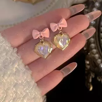 1 пара серег-капель, милый подарок, изысканные популярные серьги-капли с блестящим искусственным жемчугом, модные украшения розовый