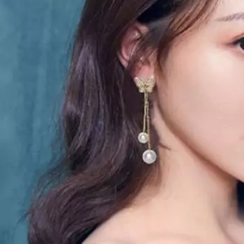 1 пара серег-капель с длинными кистями, ювелирные изделия, серьги-гвоздики из сверкающего искусственного жемчуга для
