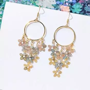 1 пара серег-капель с кубическим цирконием, стильные серьги-капли в стиле бохо с круглыми цветами, ювелирные аксессуары золотистый