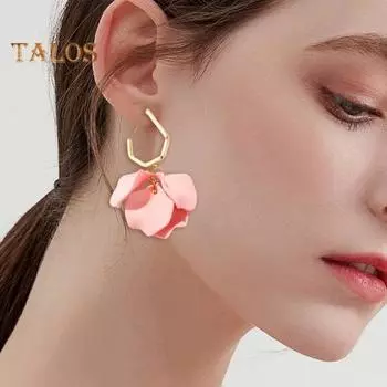 1 пара серег-капель с лепестками роз, длинные стильные серьги-подвески, яркие цветные серьги, ювелирные аксессуары озеро синий