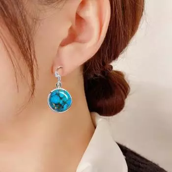 1 пара серег-капель с подвеской из искусственной бирюзы в народном стиле, ретро геометрические гипоаллергенные ювелирные изделия на заказ