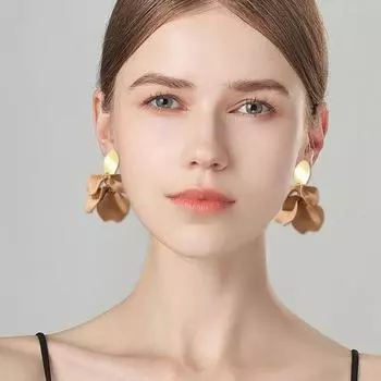 1 пара серег-капель в стиле ретро с лепестками роз, длинные стильные серьги-подвески, яркие цветные серьги, ювелирные аксессуары оранжевый