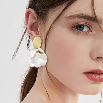 1 пара серег-капель в стиле ретро с лепестками роз, длинные стильные серьги-подвески, яркие цветные серьги, ювелирные аксессуары жёлтый