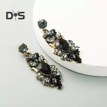 1 пара серег-кольцев для женщин, потрясающие серьги со стразами, этнические серьги-подвески Huggie, висячие серьги, этнические украшения для женщин чёрный