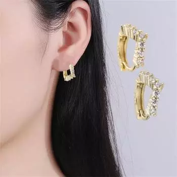 1 пара серег-колец для женщин, серьги из 14-каратного золота, медные серьги, гипоаллергенные серьги-кольца с кубическим цирконием, женские украшения на день рождения, день святого Валентина F