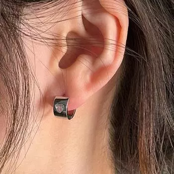 1 пара серег-колец с геометрическим простым темпераментом, маленькие серьги-обнимашки со стразами в виде сердца любви серебряный