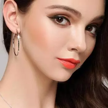 1 пара серег-колец с преувеличенной текстурой ромба, большой круг, геометрический яркий блеск, для женщин и девочек A