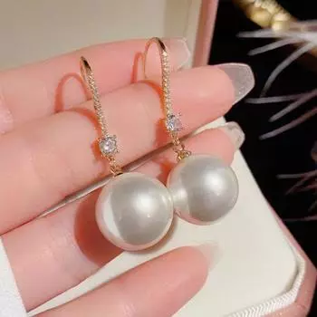 1 пара серег-крючков с блестящими стразами, переливающимися элегантными темпераментными блестящими искусственными жемчужинами