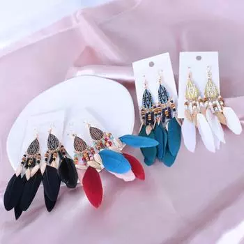 1 пара серег-крючков в этническом стиле, кулон с каплями воды, индивидуальное привлекательное украшение из бисера, гипоаллергенный искусственный чёрный