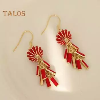 1 пара серег-крючков в китайском стиле с гладкой поверхностью, красный кулон-фонарь, серьги-капли, праздничный свадебный, рождественский подарок красный