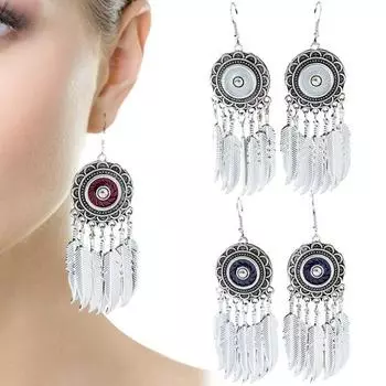 1 пара серег-крючков в стиле ретро в богемном стиле с кисточками и перьями, круглые серьги-капли серебряного цвета, серьги в дворцовом стиле, ювелирные изделия, подарок красный