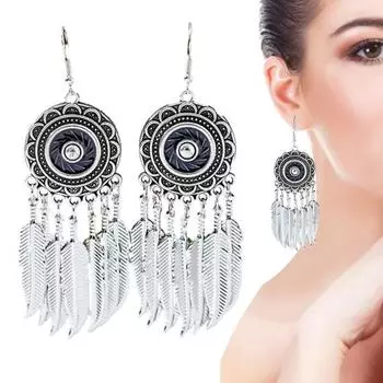 1 пара серег-крючков в стиле ретро в богемном стиле с кисточками и перьями, круглые серьги-капли серебряного цвета, серьги в дворцовом стиле, ювелирные изделия, подарок красный
