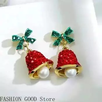 1 пара серег-личность, подарок на Новый год, серьги с красными колокольчиками, с уникальным осенне-зимним темпераментом, атмосфера высокого класса 1 Pair