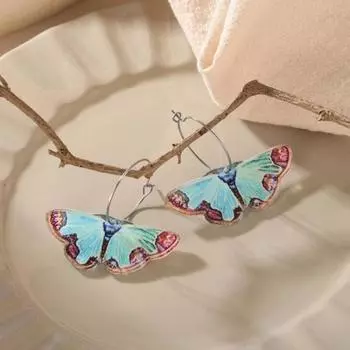 1 пара серег-мотылек, подвесные серьги в форме реалистичной моли, противоаллергические, без воспалений, изысканные легкие антикоррозийные обручи для ушей C