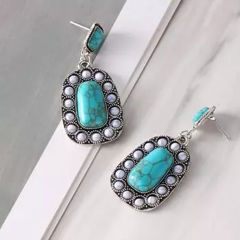 1 пара серег-подвесок, приятных для кожи, сверхлегкие серьги-гвоздики в стиле ретро с геометрическим рисунком, ювелирные аксессуары для женщин синий