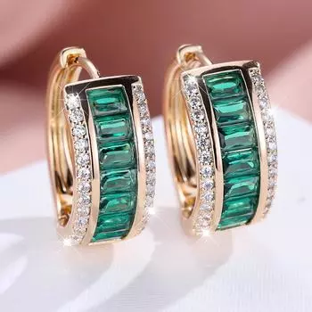 1 пара серег принцессы золотого цвета с квадратной огранкой, белые, зеленые камни, висячие серьги-крючки, свадебные украшения, подарки белый